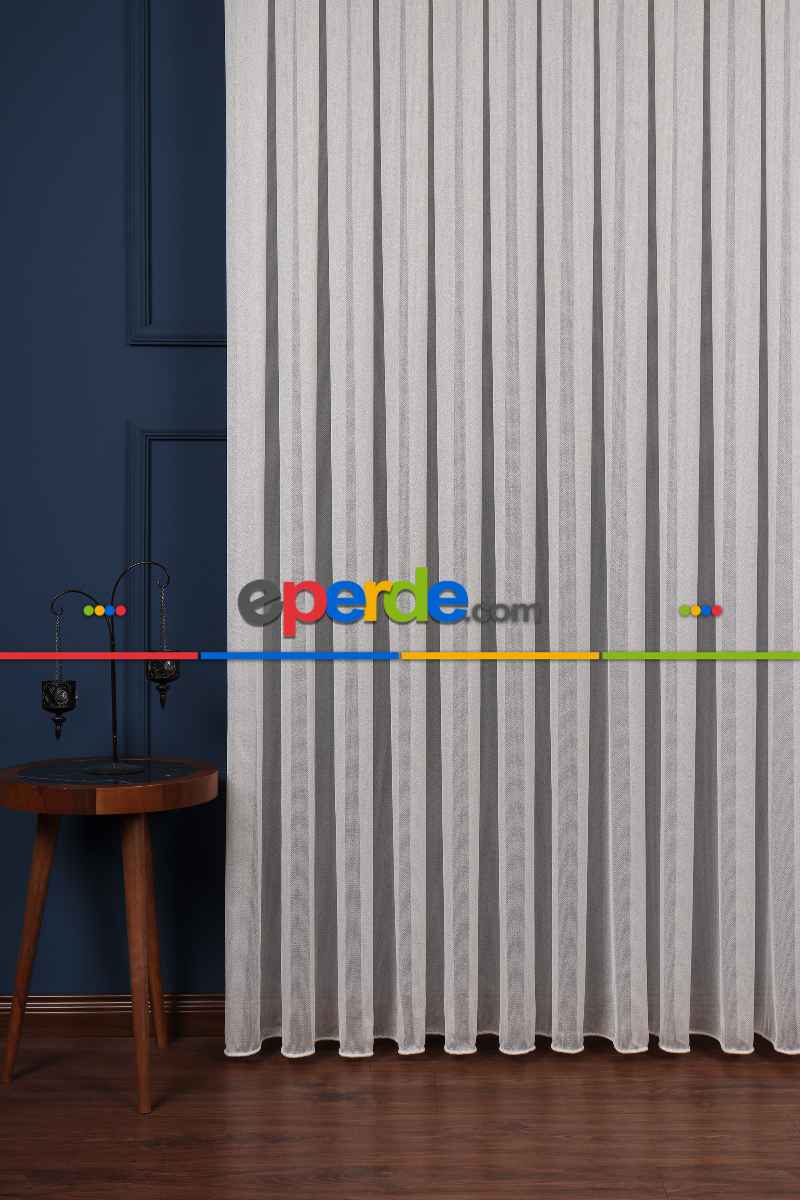 Salon Tül - Ekru Düz Tül Perde Ütü Istemez