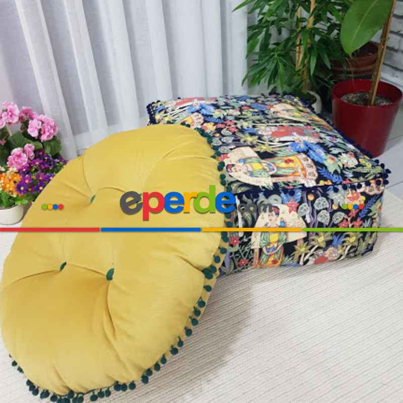 Etnik Boho Stil Minderler İçi Dolu- Çok Renkli