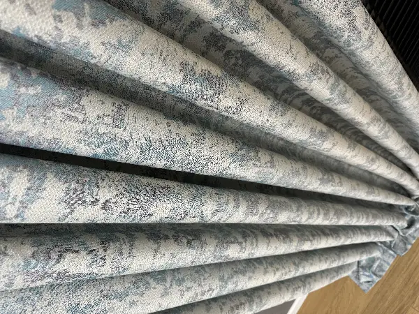 Petrol Turkuaz Yeşili Desenli Jakar Fon Perde (285 En)- Gri-füme-antrasit-petrol Mavisi