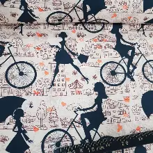 Genç Odası - Şemsiyeli Kız Desenli Fon Perde Evm827 Kumaşı Kalındır Duck Bezi Değildir- Siyah-Beyaz