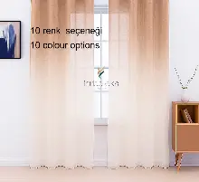Vizon Bej Açık Kahve Üstden Renk Geçişli Tül Perde