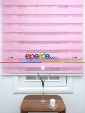 Pembe Bambu Zebra Perde- Pembe