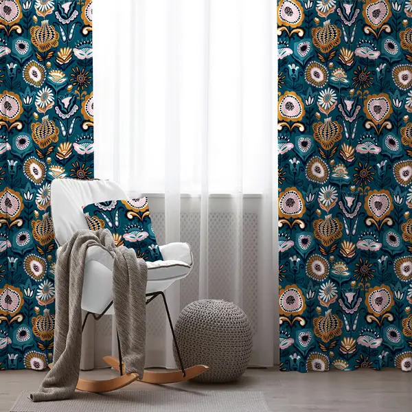 Etnik Fon Perde Evim2032-3 Kumaşı Kalındır Duck Bezi Değildir