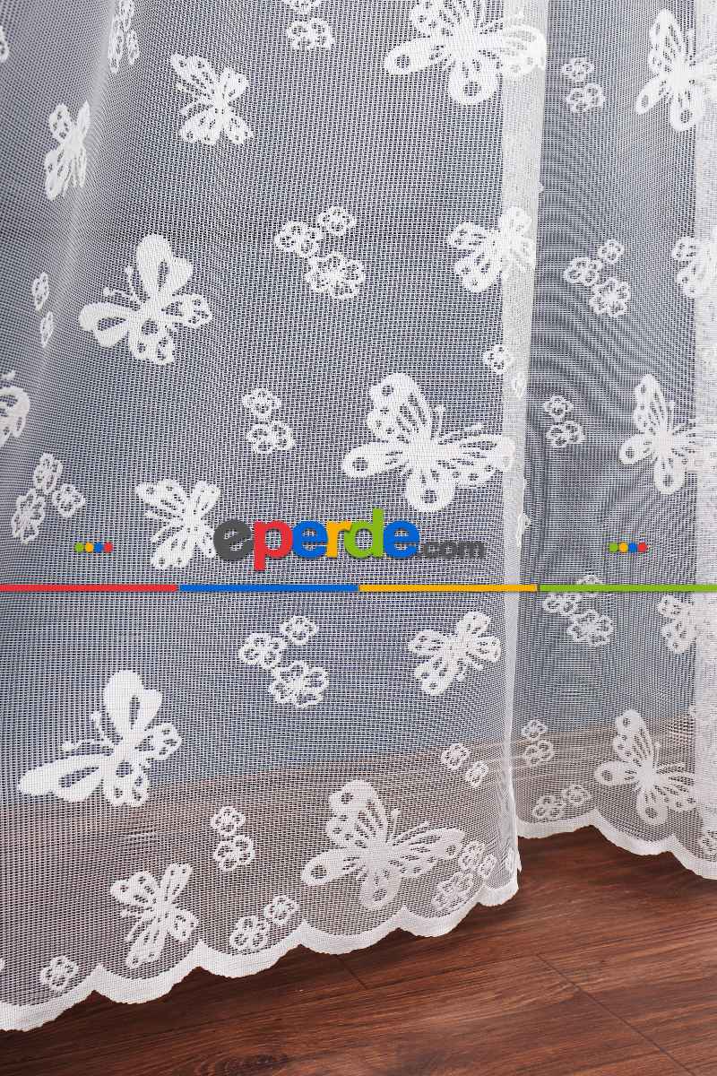 Çocuk Odası - Kelebek Desenli Örme Tül Perde