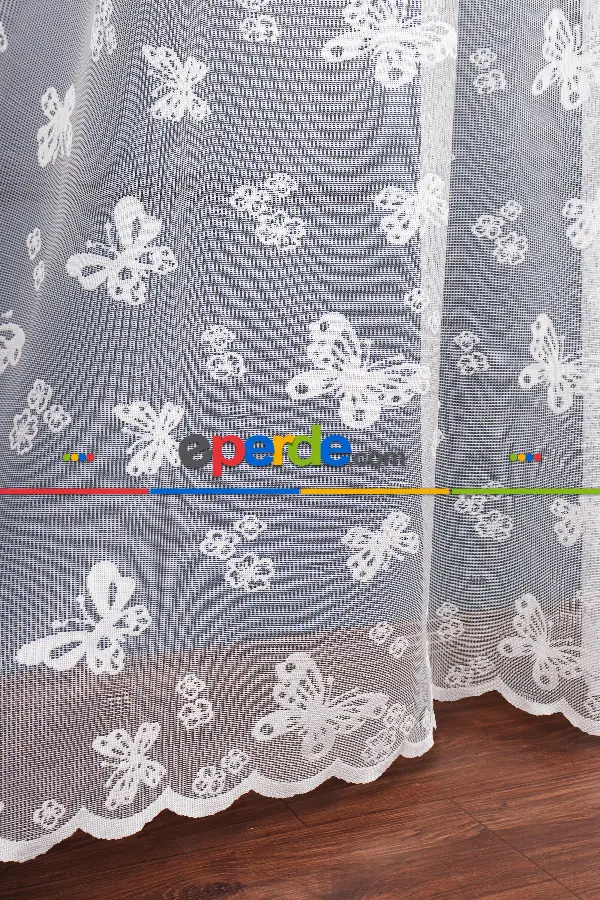 Çocuk Odası - Kelebek Desenli Örme Tül Perde