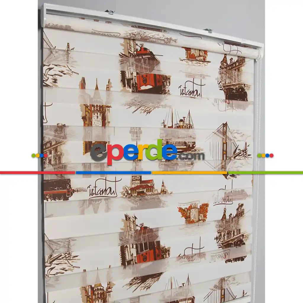 Çocuk Odası - Kahve İstanbul Zebra Perde- Kahve Açık- Çok Renkli 2