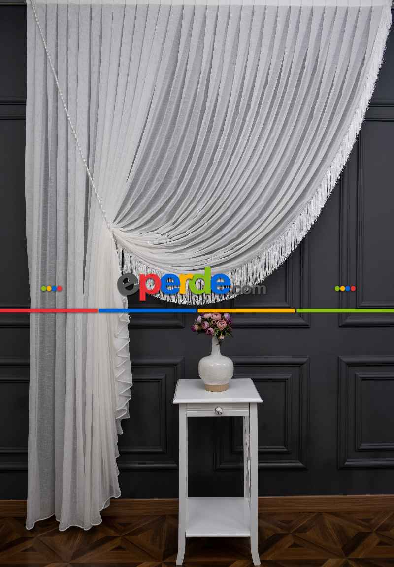 Salon Tül - Keten Yalancı Kruvaze - Tülden Fon - Halat İle Yana Toplamalı Tül - Kordon Toplama Tül - Çift Veya Tek Kanat - Aksesuar İlave Ücretlidir - Kurşunlu Tül