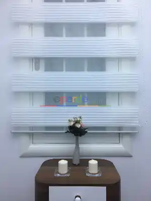 Zebra Perde - Beyaz - Geniş Plise Model- Beyaz