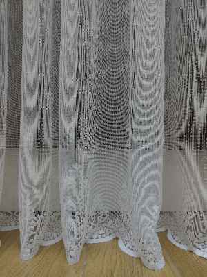 Etek Ucu Damask Dantel Tül Perde & Kruvaze Perde- Ekru