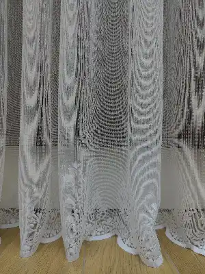 Etek Ucu Damask Dantel Tül Perde & Kruvaze Perde- Ekru