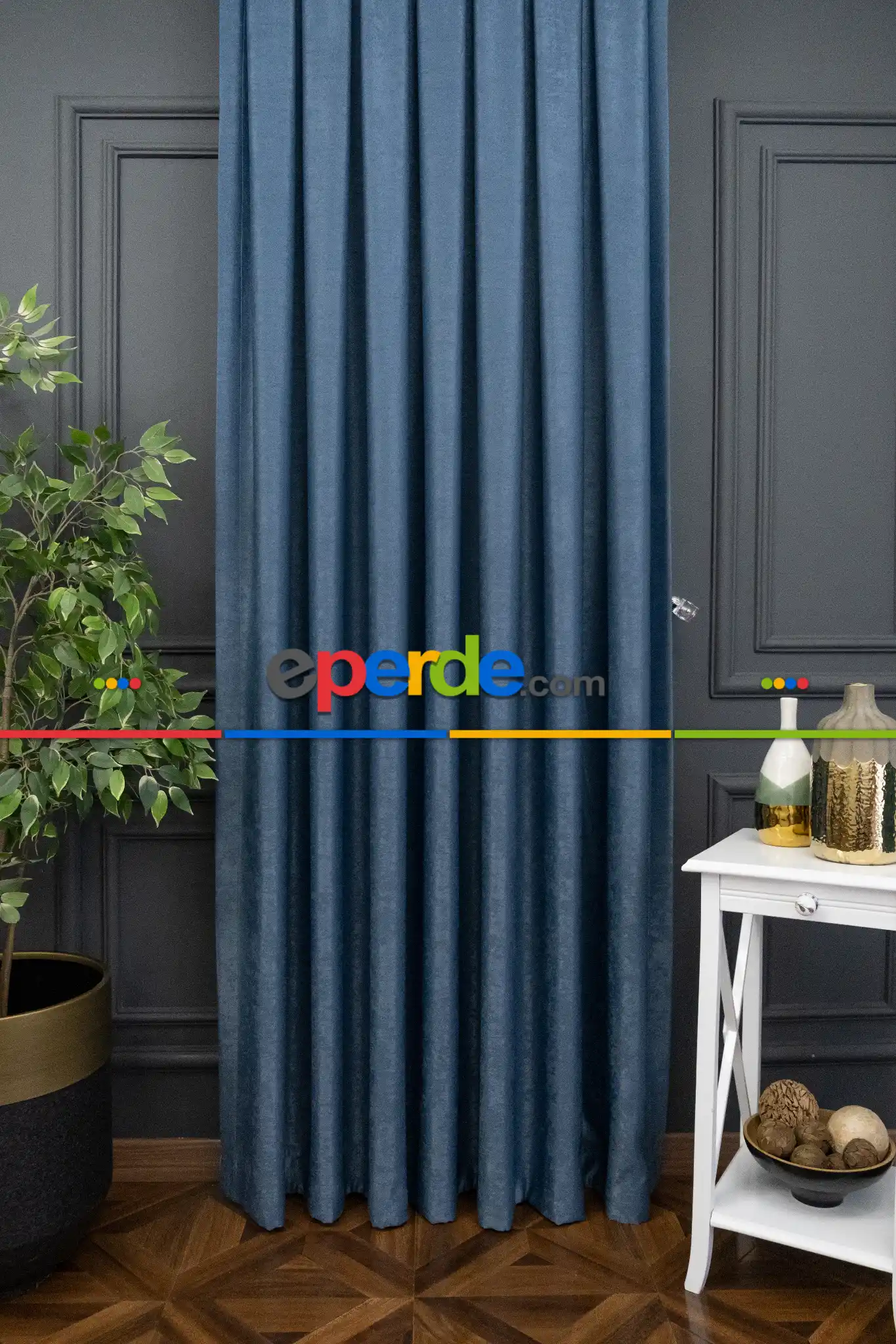 Düz Soft Fon Perde- İndigo Mavi