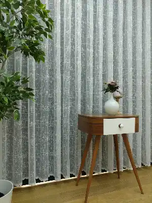 Modern Çizgiler Desenli Tül Perde- Beyaz