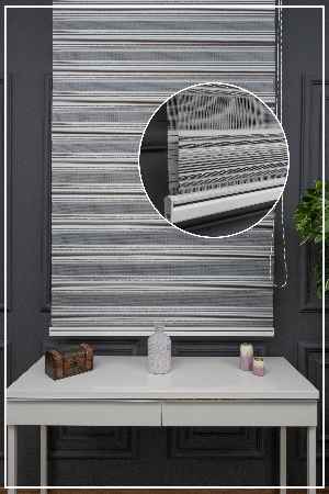 Zebra Perde - Yarım Pilise - Gümüş Simli Renk Geçişli Zebra Perde