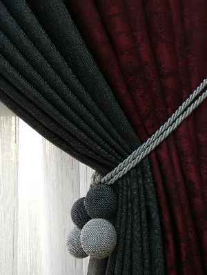 Gri Bordo Renk Kombinli Desenli Fon Perde- Gri-füme-antrasit-bordo