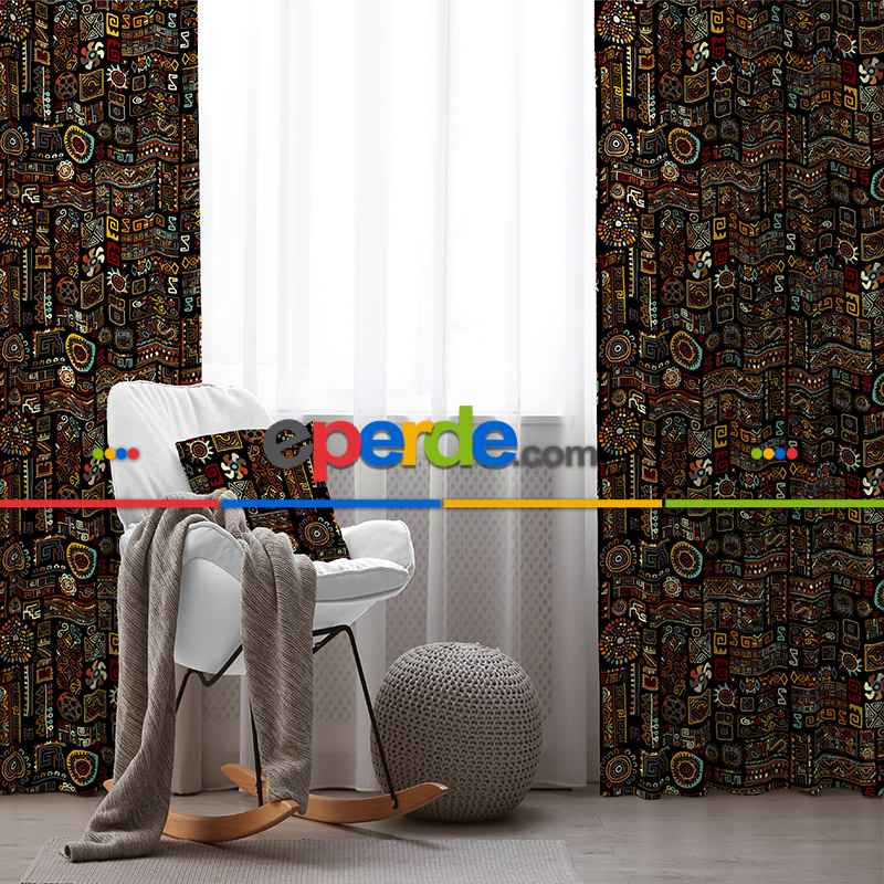 Etnik Fon Perde Evim 273 Kumaşı Kalındır Duck Bezi Değildir