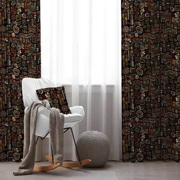 Etnik Fon Perde Evim 273 Kumaşı Kalındır Duck Bezi Değildir