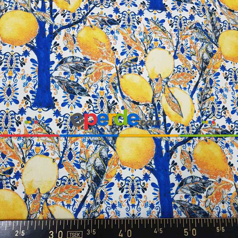 Limon Ağacı Desenli Fon Perde Evm1104 Kumaşı Kalındır Duck Bezi Değildir-  Çok Renkli 2