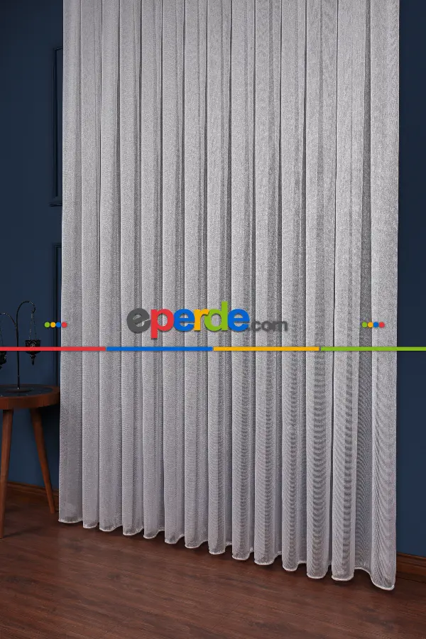 Gri Düz Tül Perde Ütü Istemez