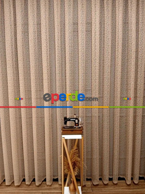 Salon - Vizon Leopar Desen Desen Modern Tül Perde