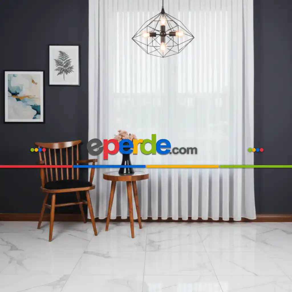 Ozi Yeni Sezon Çizgili Örme Tül Perde