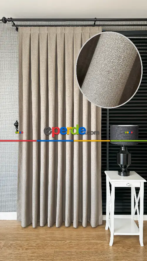 Vizon Rengi, Hasır Doku Fon Perde, Keten Fon Perde, Premium Kalite Serisidir, Yüksek Gramajlı Üründür, İstenilen Ölçü Ve Pile Sıklığında Dikilir.