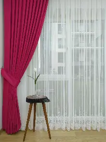 Fuşya Rengi - Düz Fon Perde ( Dökümlü Fon Perde)- Fuşya