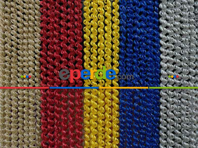 Sarı Rengi İp Perde Duble Bukle Serisi- Sarı-gümüş