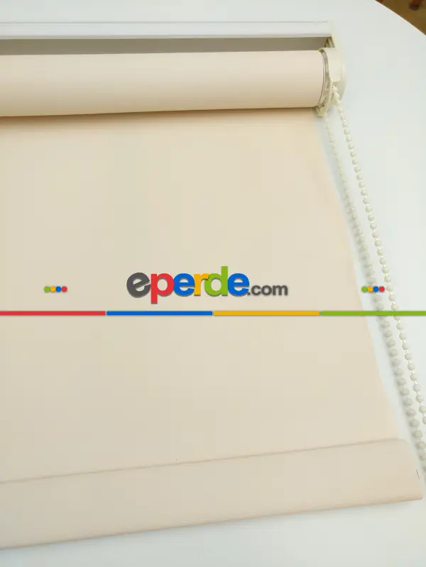 Yatak Odası Stor Perde - Stor Perde Mat Pastel Serisi (pvc Kaplama) Kalın Dokulu- Krem Koyu