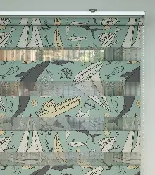 Deniz Temalı Baskılı Zebra Perde- Çok Renkli