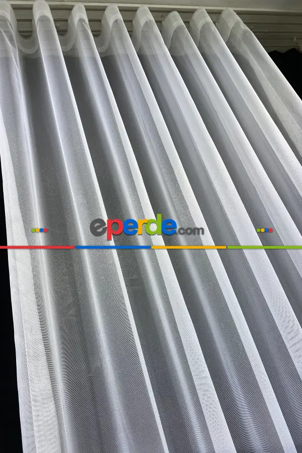 Salon Tül Perde - Es Pile Pırıltılı Düz Sade Tül Perde