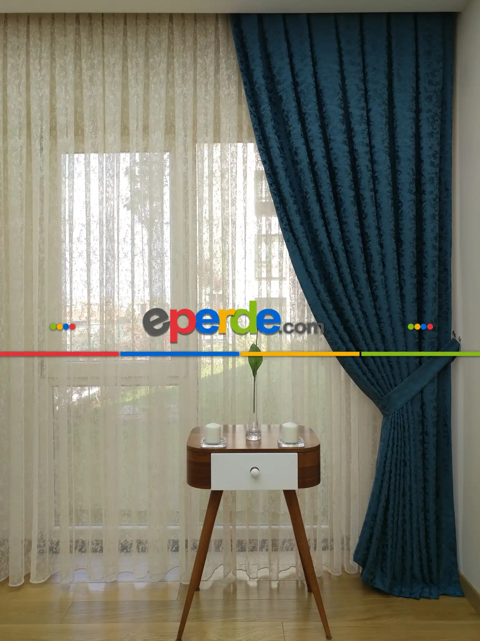 Lacivert Duz Jakar Fon Perde (150)- Lacivert Rengi