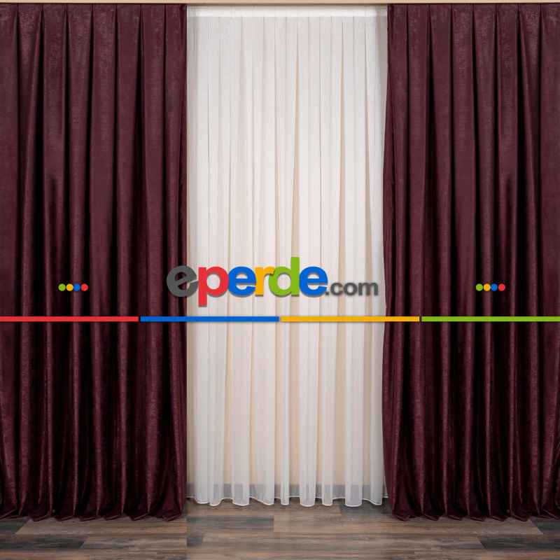 Soft Fon Perde Mürdüm Kumaş Kanat Yan Perde- Mürdüm