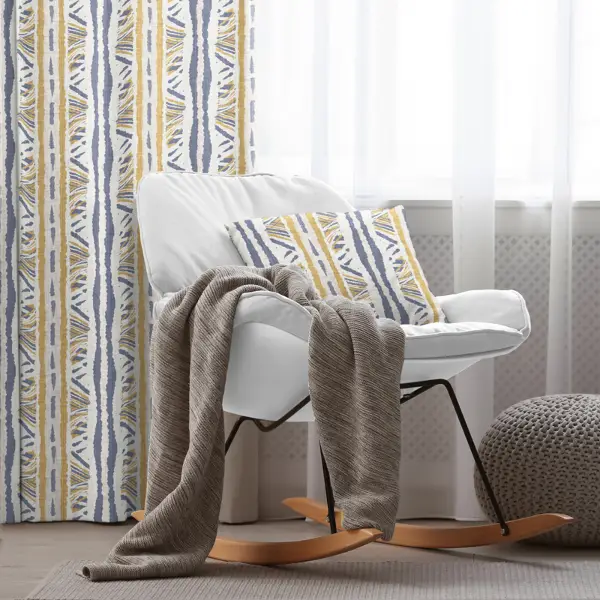 Etnik Fon Perde Evim1536 Kumaşı Kalındır Duck Bezi Değildir- Mavi-beyaz