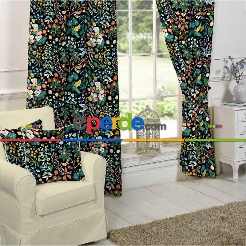 Çiçekli Fon Perde Evim 624 Kumaşı Kalındır Duck Bezi Değildir