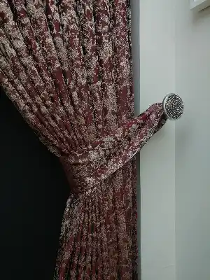 Patine Desenli Bordo Krem Desenli Jakar Fon Perde - Bordo