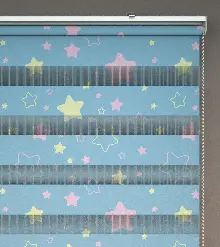 Yıldız Desenli Baskılı Zebra Perde- Çok Renkli