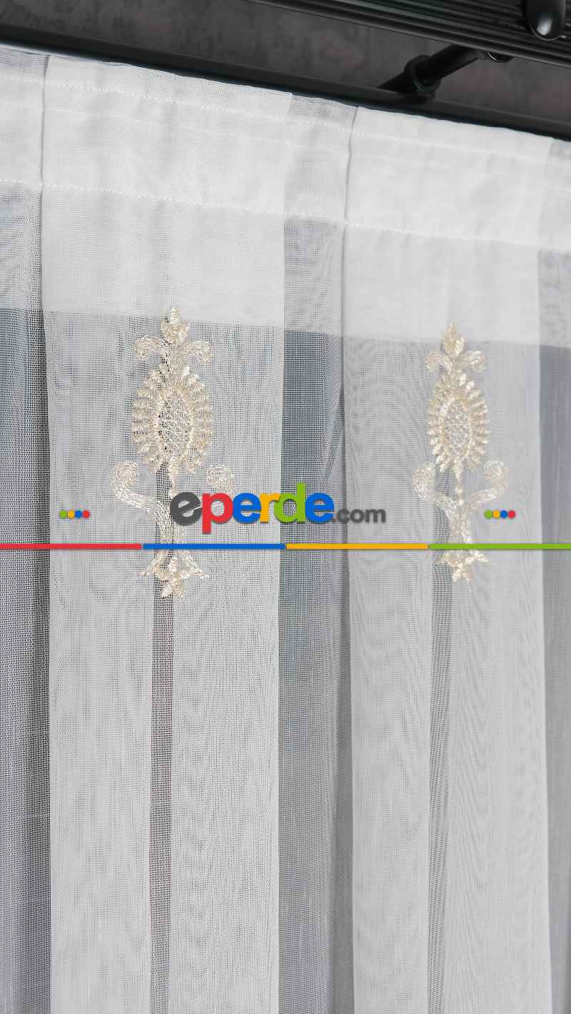 Brillant Gold Nakış İşlemeli Tül Perde Yeni Şehrazat