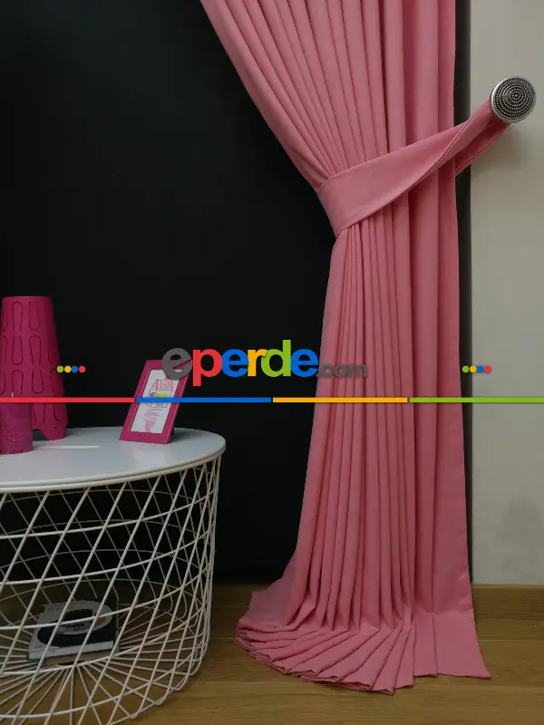 Düz Renk Dökümlü Fon Perde (150)- Somon