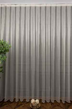 Arzenen Marka Doğal Yansımalarıyla Şık Görünümlü Kendinden Parlak, Renkli Tül Perde- Açık Bej - Kurşunlu Tül