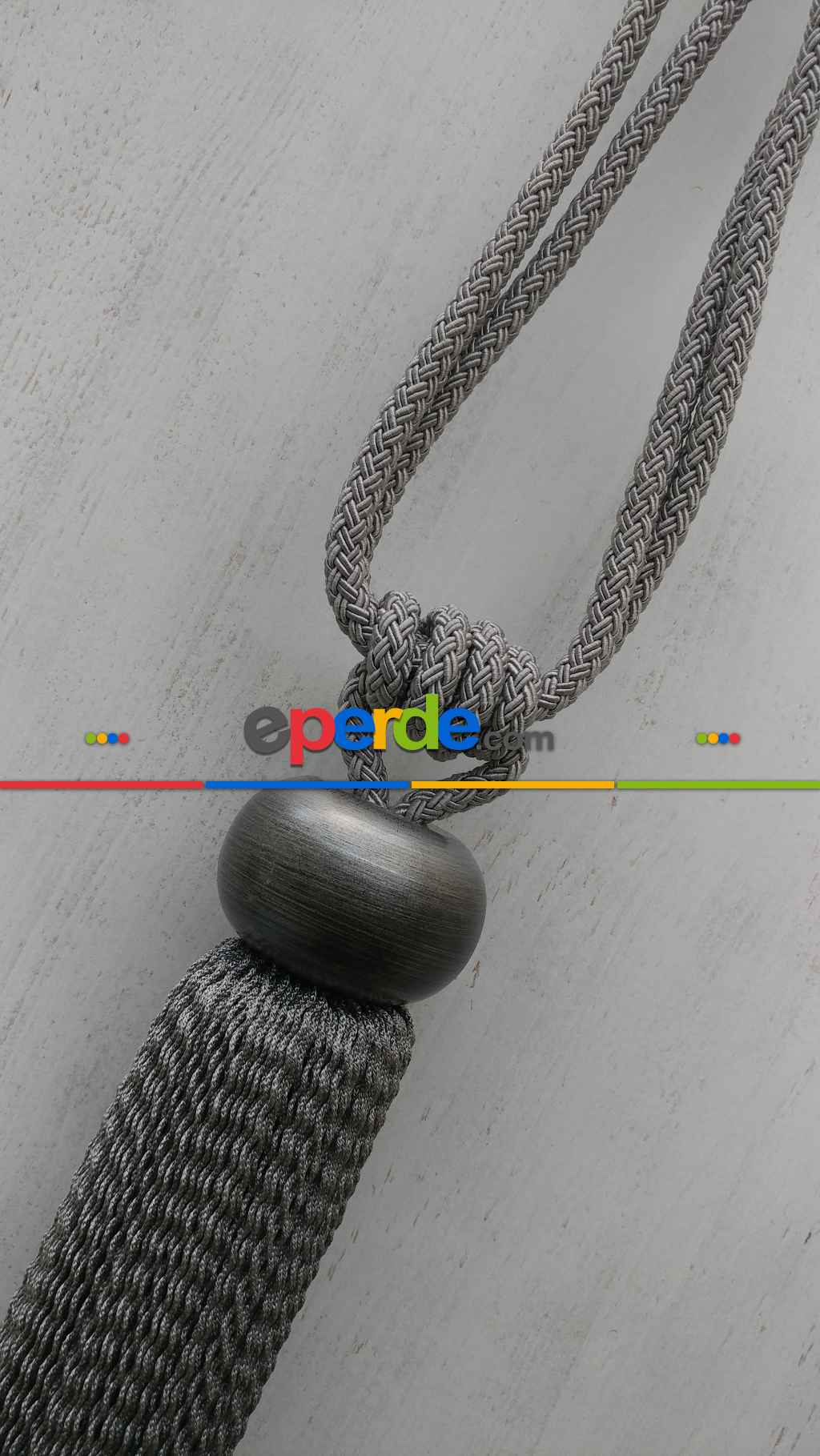 Bukle Gri Braçol Perde Bağı- Gri-füme-antrasit