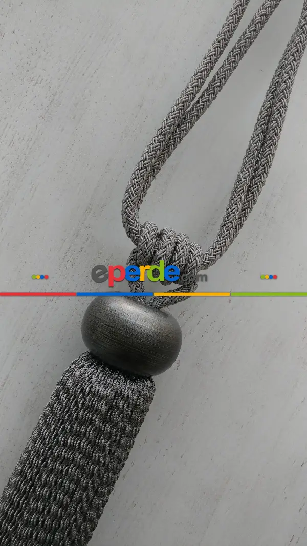 Bukle Gri Braçol Perde Bağı- Gri-füme-antrasit