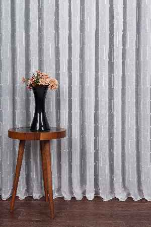 Minimal Çizgili Ekru Keten Tül Perde | Modern Ve Zarif Görünüm