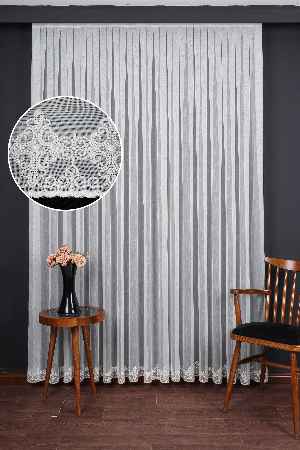 Etek Ucu Nakış İşlemeli Tül Perde