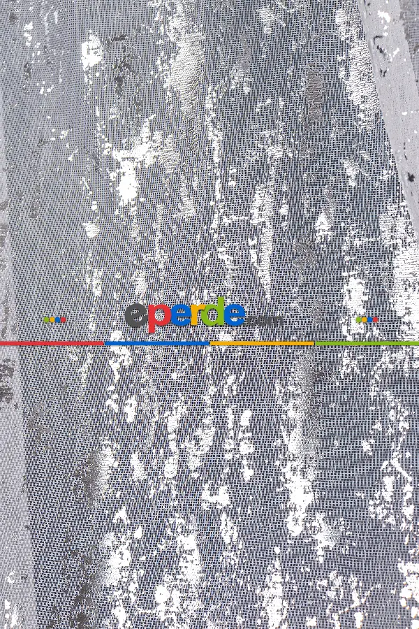 Salon Tül - Empoli Dijital Baskılı Tül Perde Ekru-gümüş