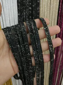 Mutfak İp Perde - Siyah Rengi İp Perde İpek Koza Serisi- Siyah-gümüş