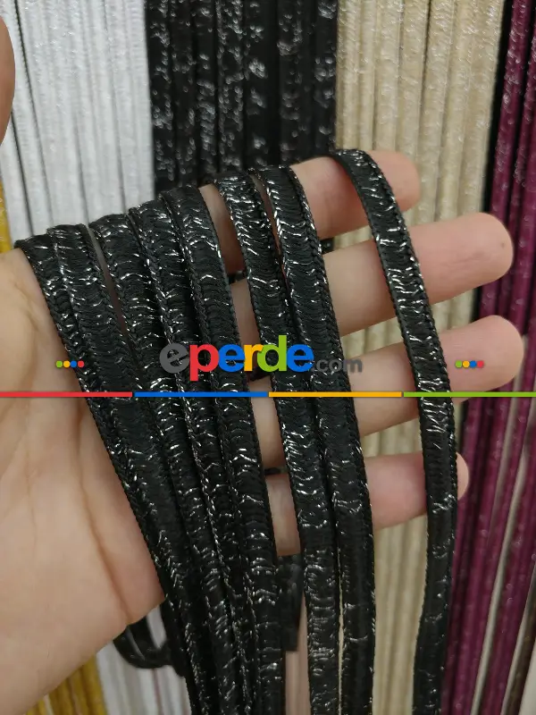 Siyah Rengi İp Perde İpek Koza Serisi- Siyah-gümüş