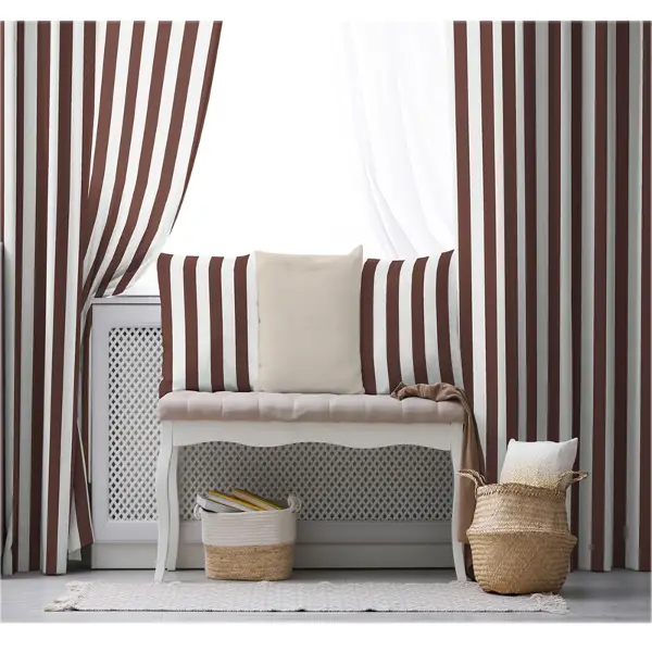 Çizgili Fon Perde Evim1622-3 Kumaşı Kalındır Duck Bezi Değildir
