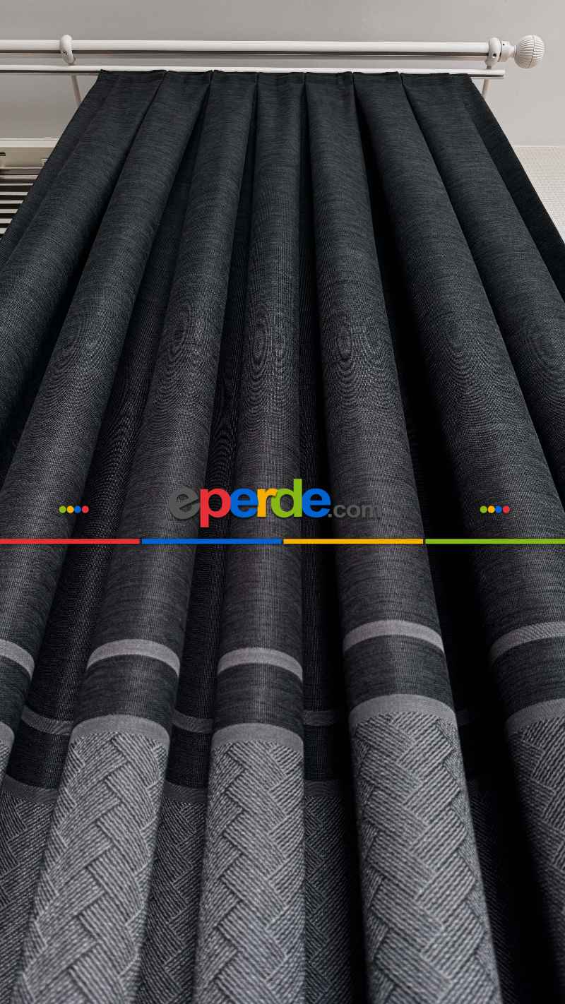 Antrasit Gri Pano Jakar Dokuma Fon Perde - Premium Seri Ağır Gramajlı