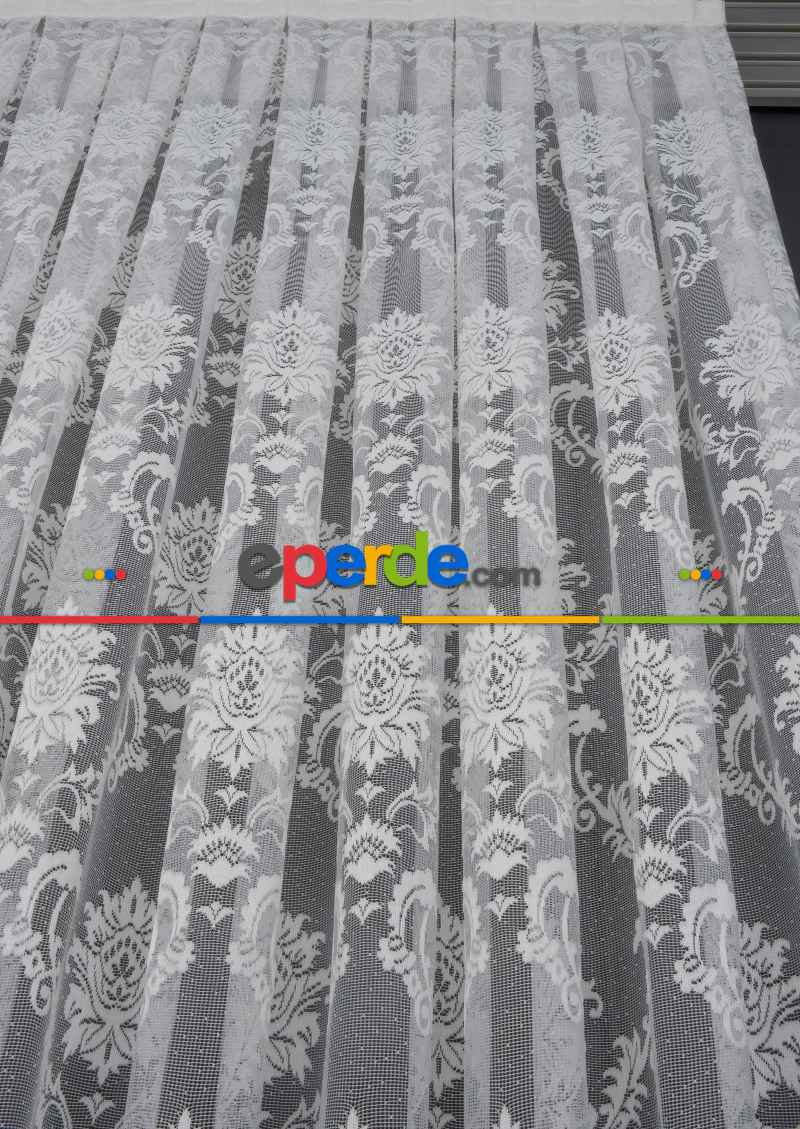 Damask Desen Örme Tül