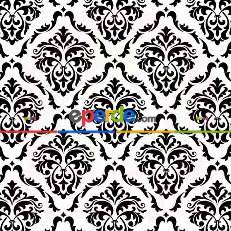 Etnik Desenli Fon Perde K415 E - Kumaşı Kalındır Duck Bezi Değildir.- Siyah-Beyaz-Antrasit